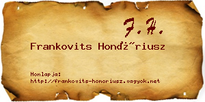 Frankovits Honóriusz névjegykártya